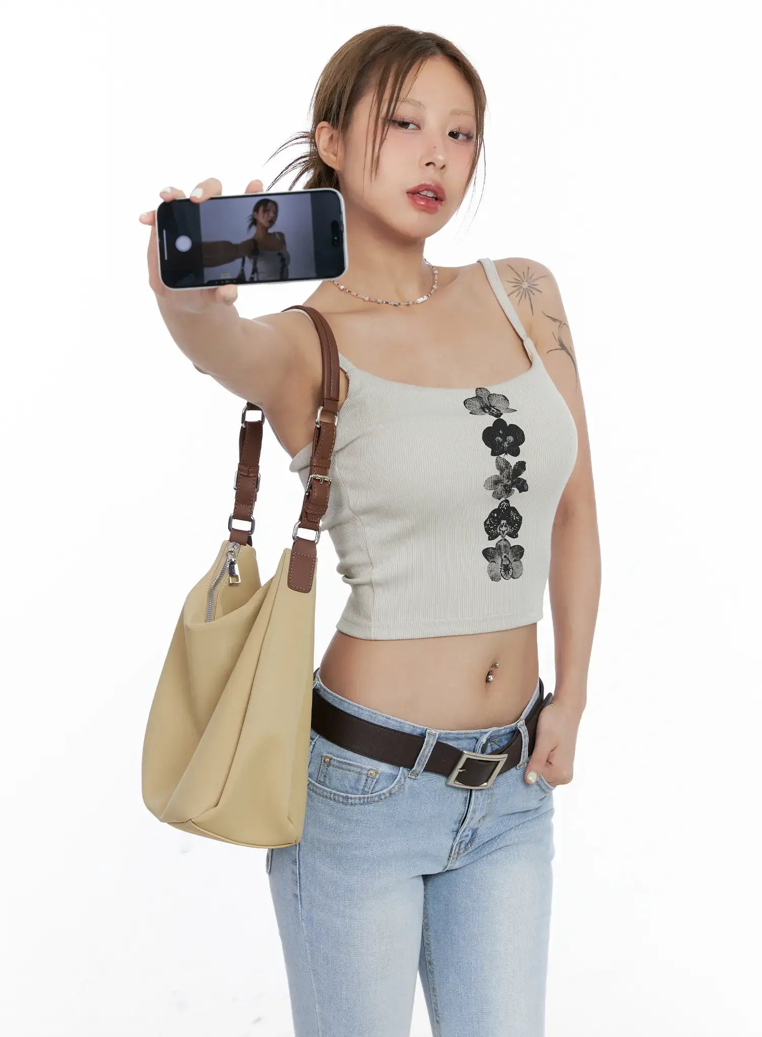 Floral Graphic Ribbed Tank Top CL510