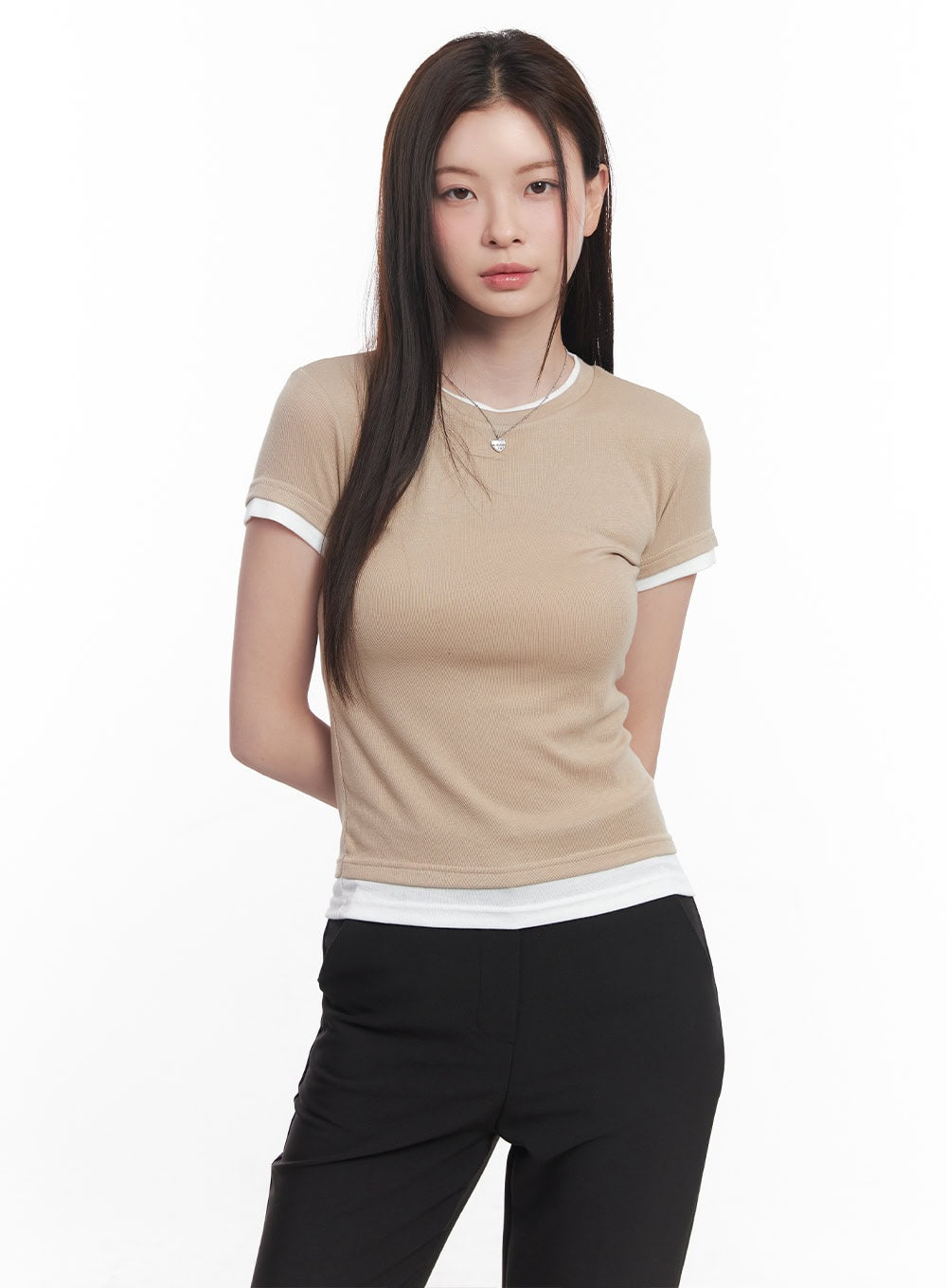 Two-Tone Layered Tee CY519