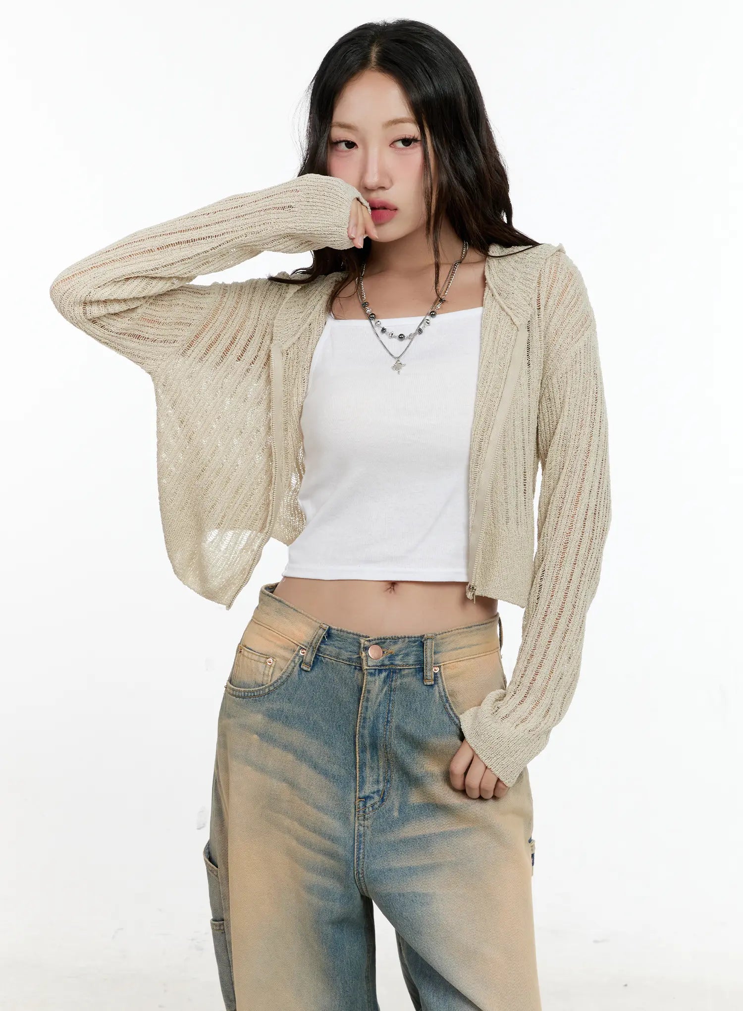 Summer Knit Cropped Zip-Up CG501