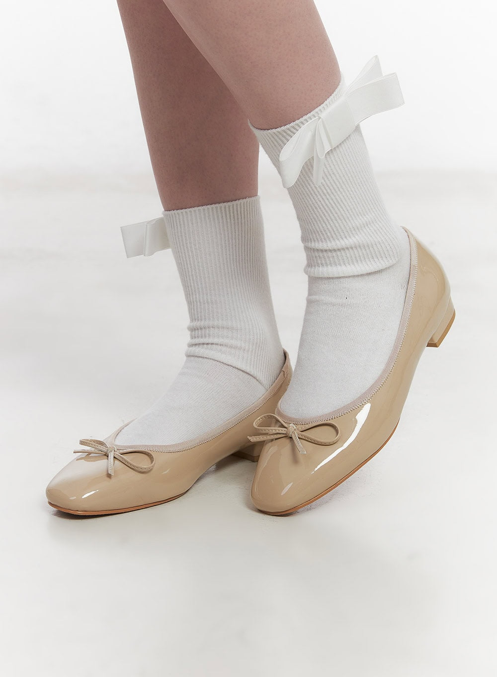 Ribbon Gloss Ballet Flats CY515