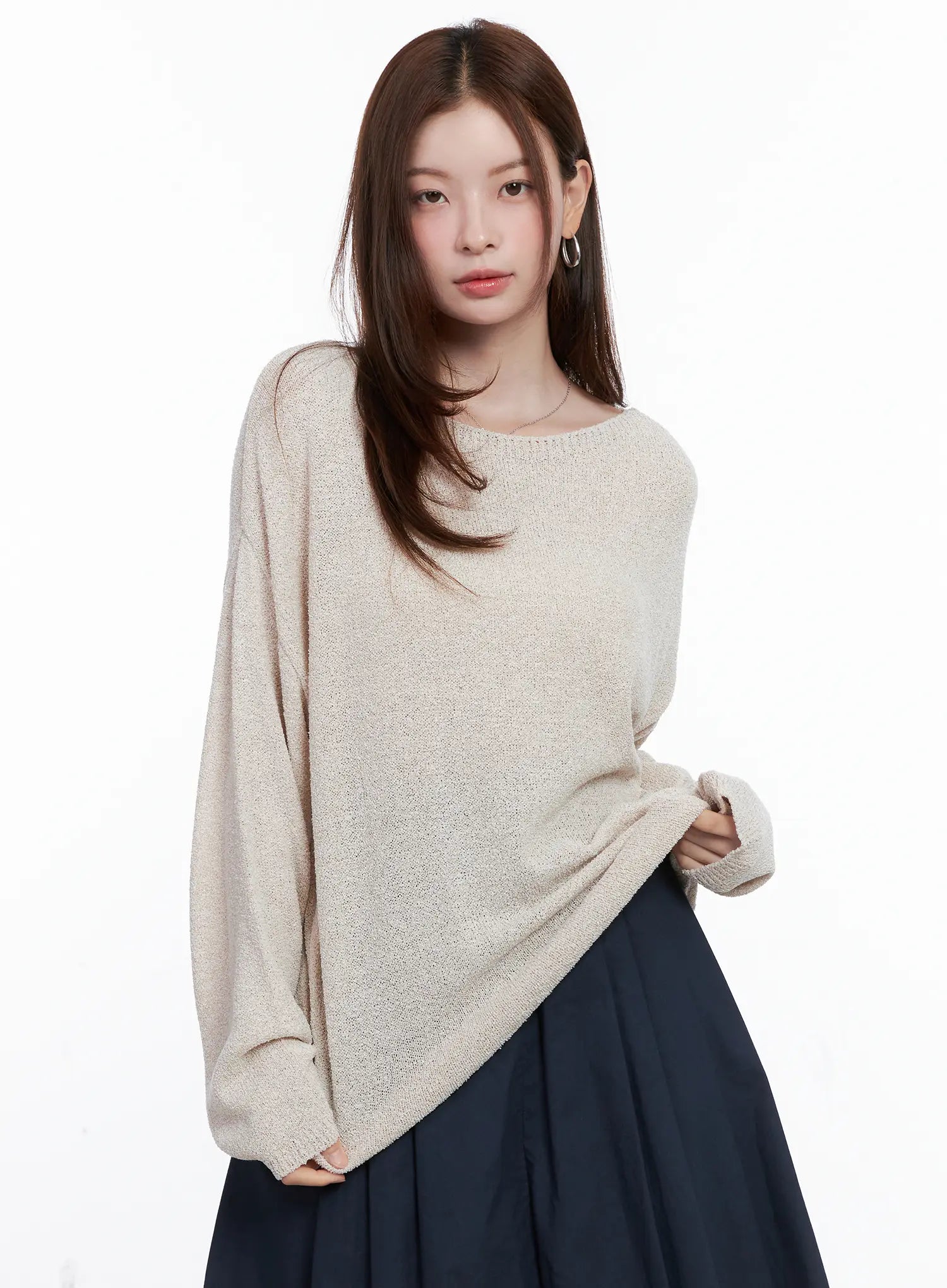 Loose Fit Boat Neck Pullover Knit CG520