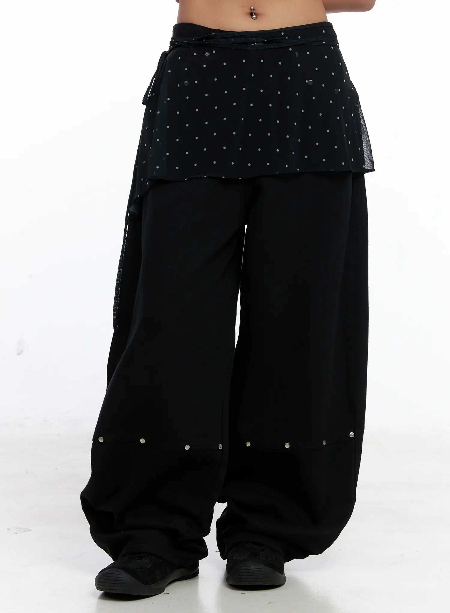 Asymmetric Polka Dot Mesh Wrap Mini Skirt CS524