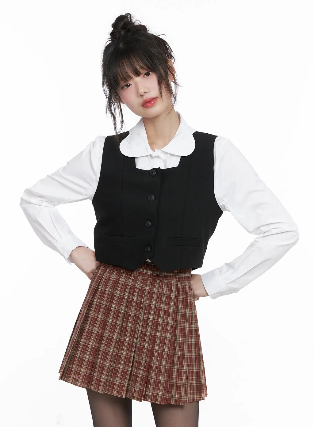 Square Neck Button Crop Vest CG519