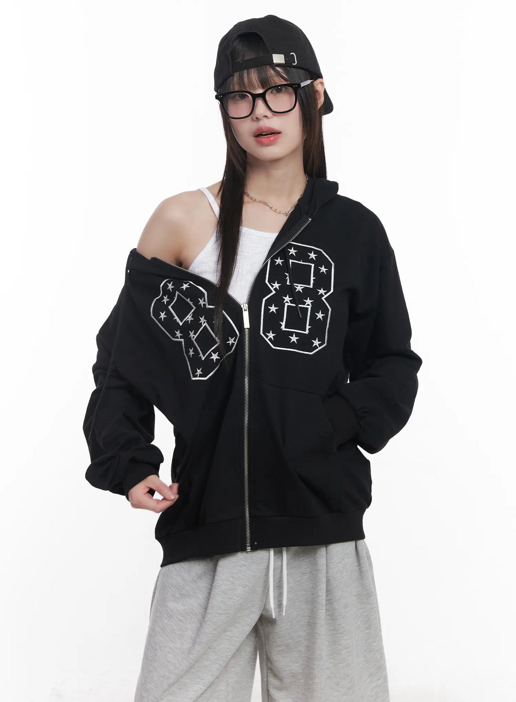 "88" Oversized Zip-Up Hoodie CU519