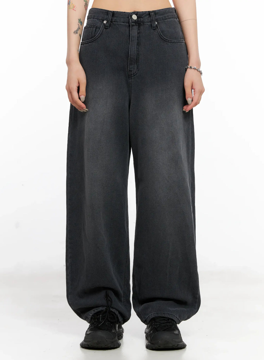 Sarang Washed Black Baggy Jeans CL528