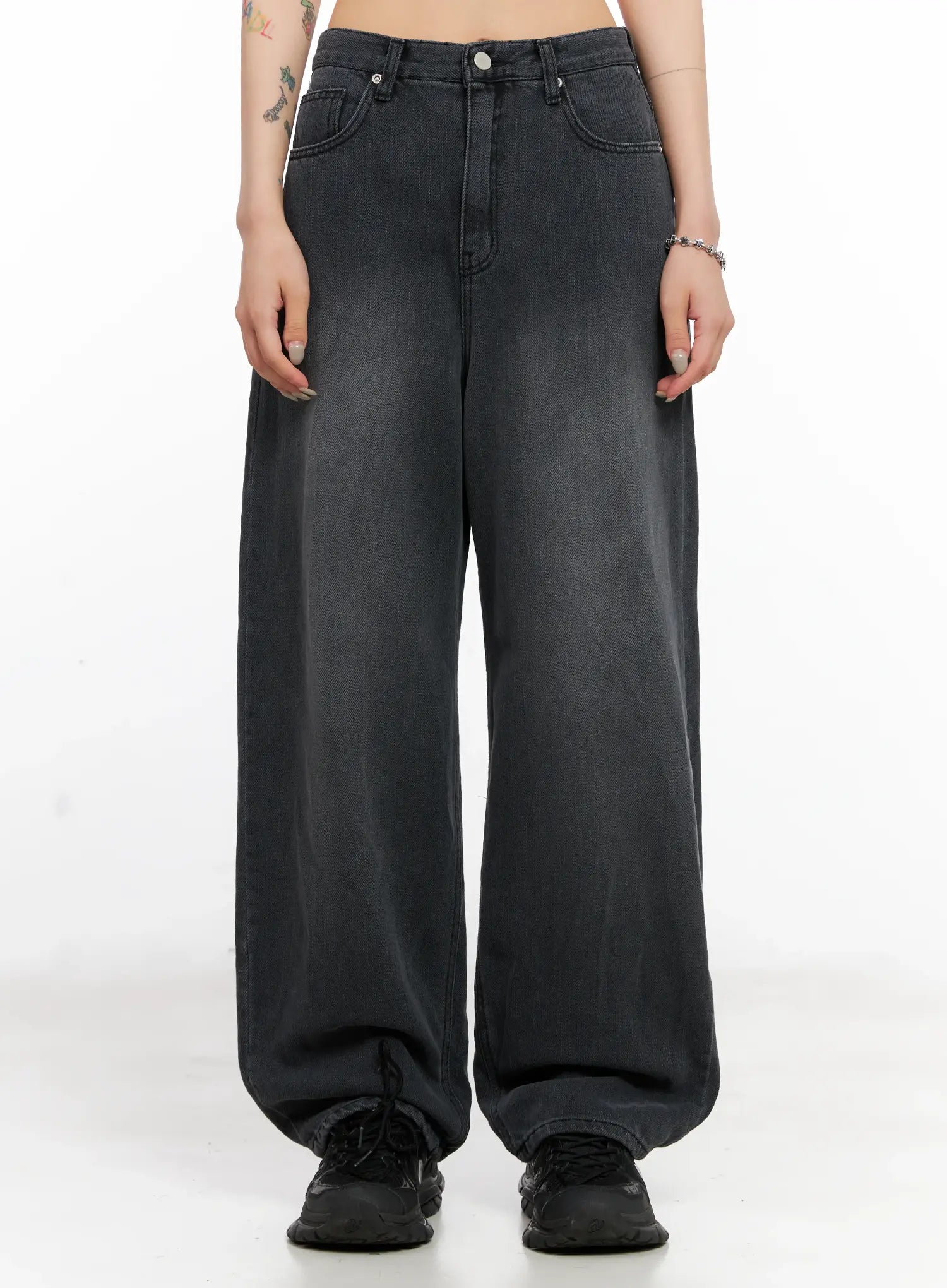 Sarang Washed Black Baggy Jeans CL528