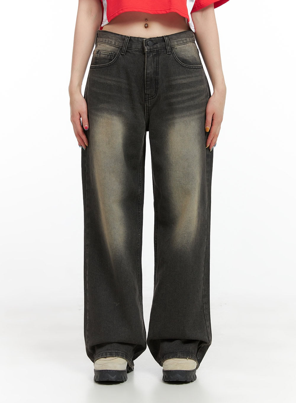 Val Vintage Washed Wide Leg Jeans CG408