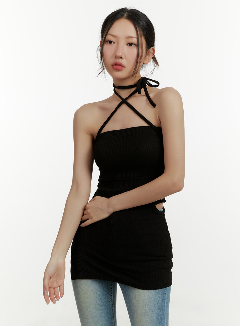 Halter Side Cut Mini Dress CY409