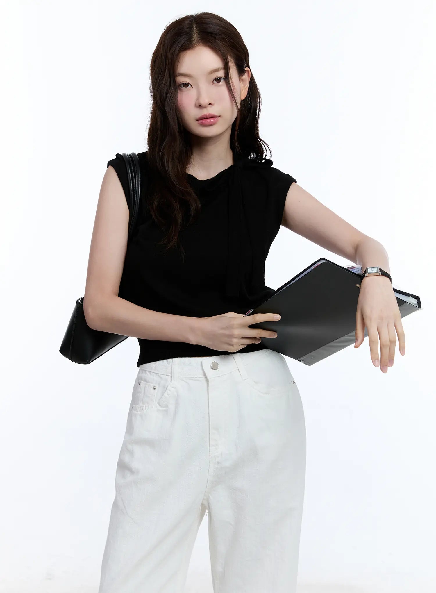 Ribbon Sleeveless Sweater CU513