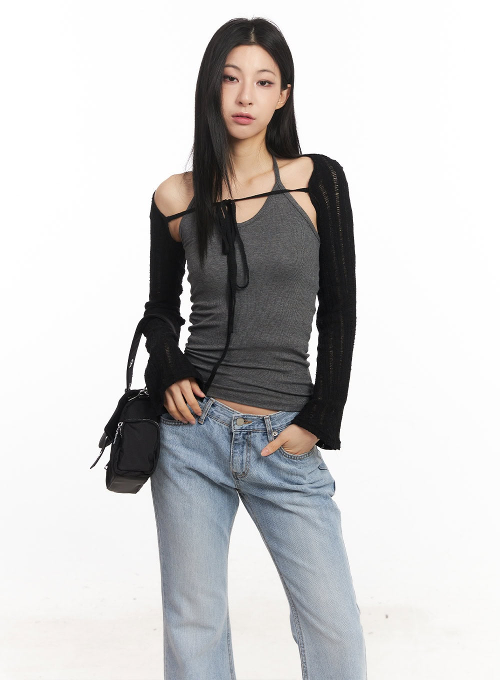 Knit Strap Bolero Cardigan CA516