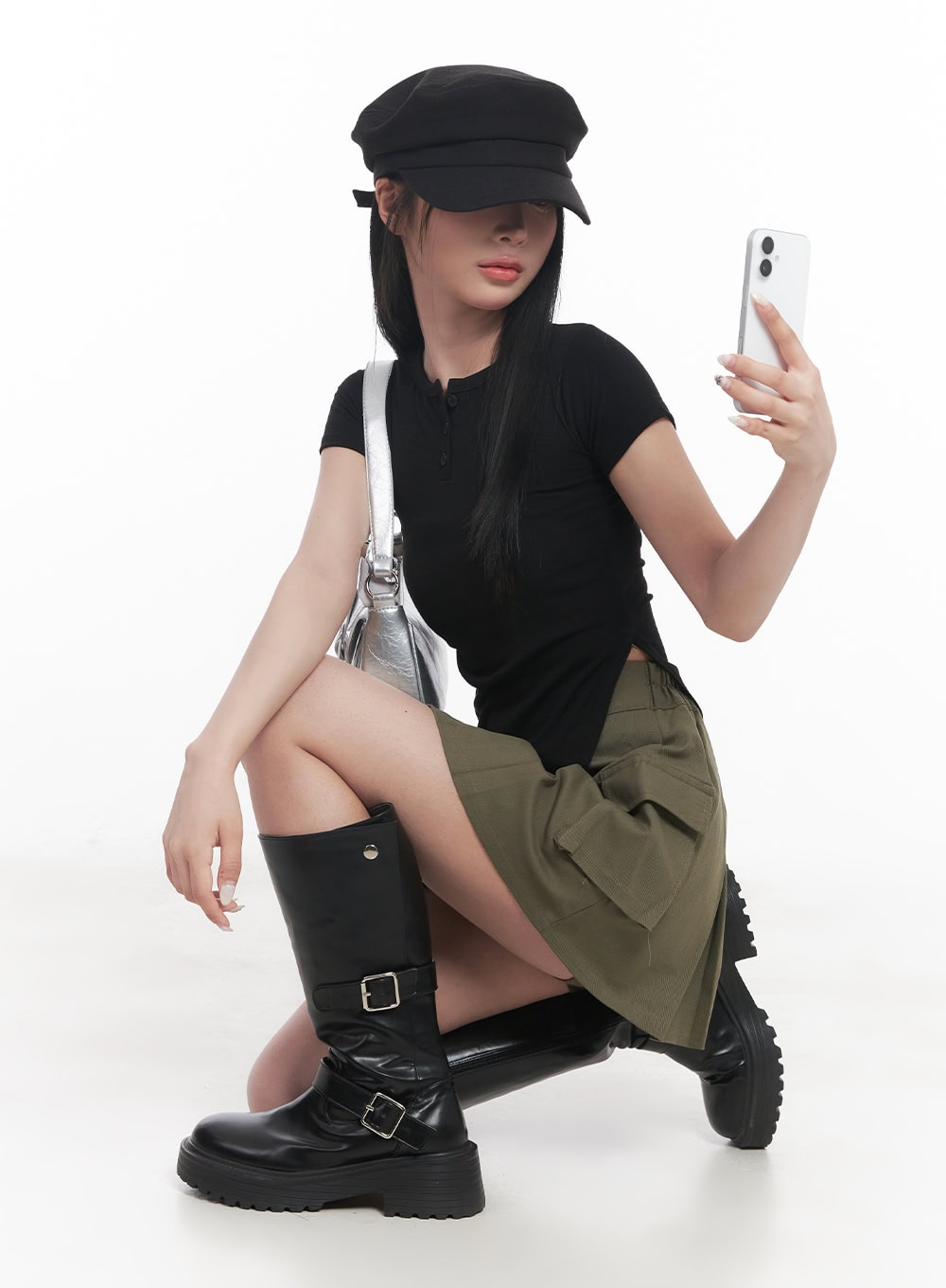 Asymmetric Buttoned Crop Top CY527