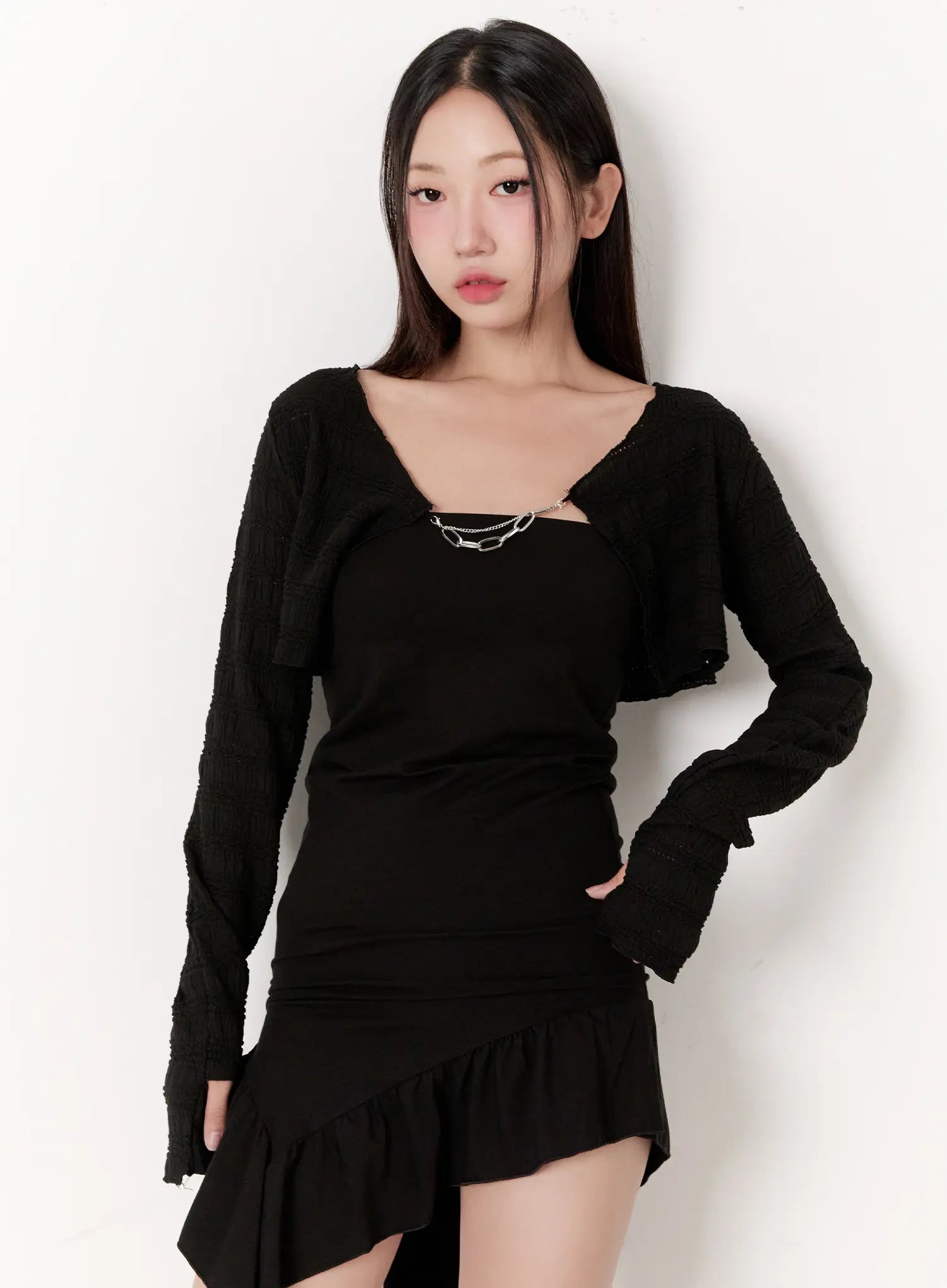 Cropped Chain Knit Cardigan CL531