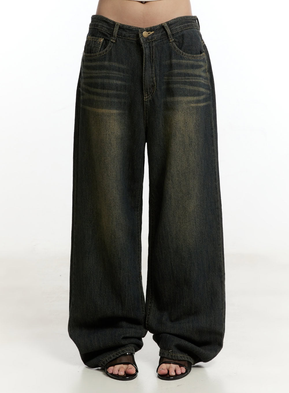 Caty Washed Wide-Leg Jeans CY506