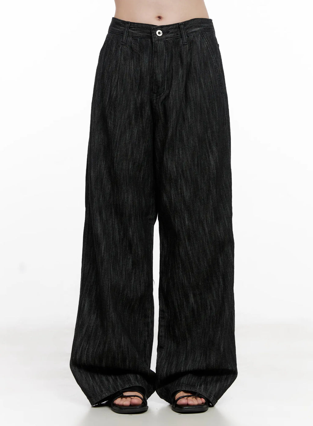 Yuha Wide-Leg Pintuck Denim Jeans CL523