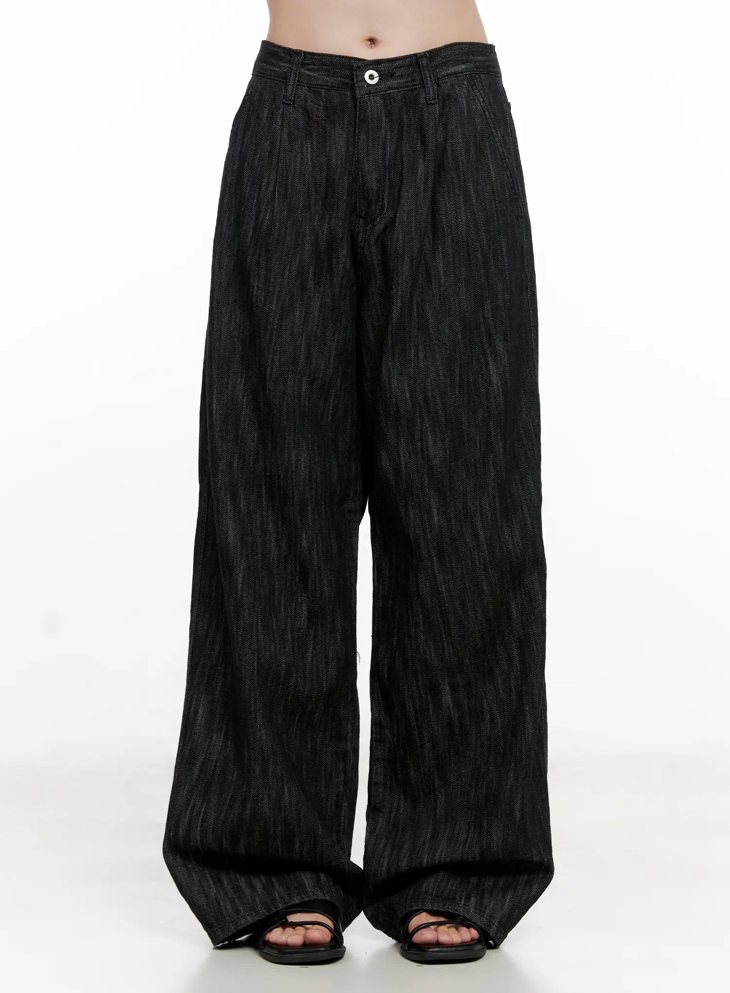 Yuha Wide-Leg Pintuck Denim Jeans CL523