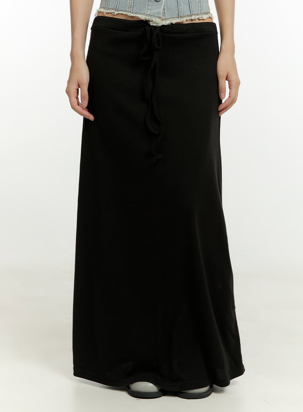 Solid Banded Maxi Skirt CU428
