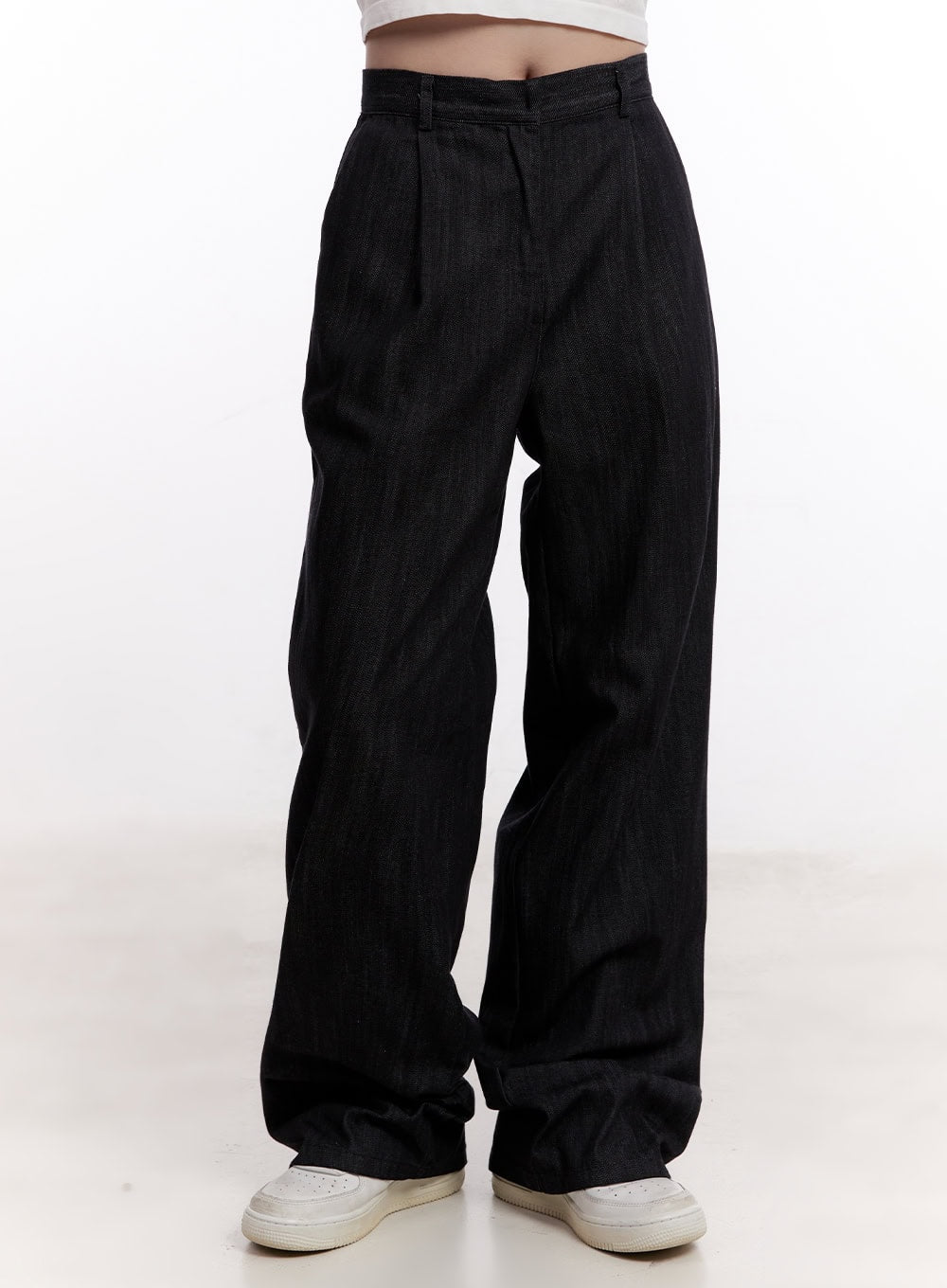 Pintuck Wide-Leg Denim Pants CM527