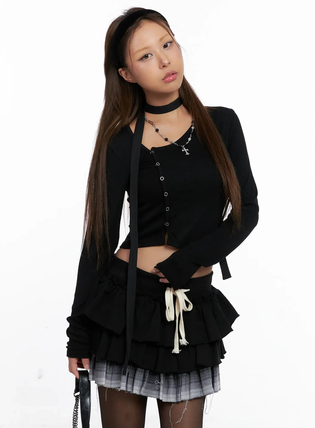 Asymmetric Button Ribbed Crop Top CS524