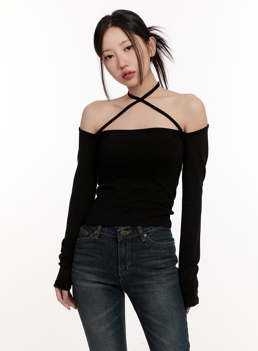 Cross-Strap Off-Shoulder Top CM507