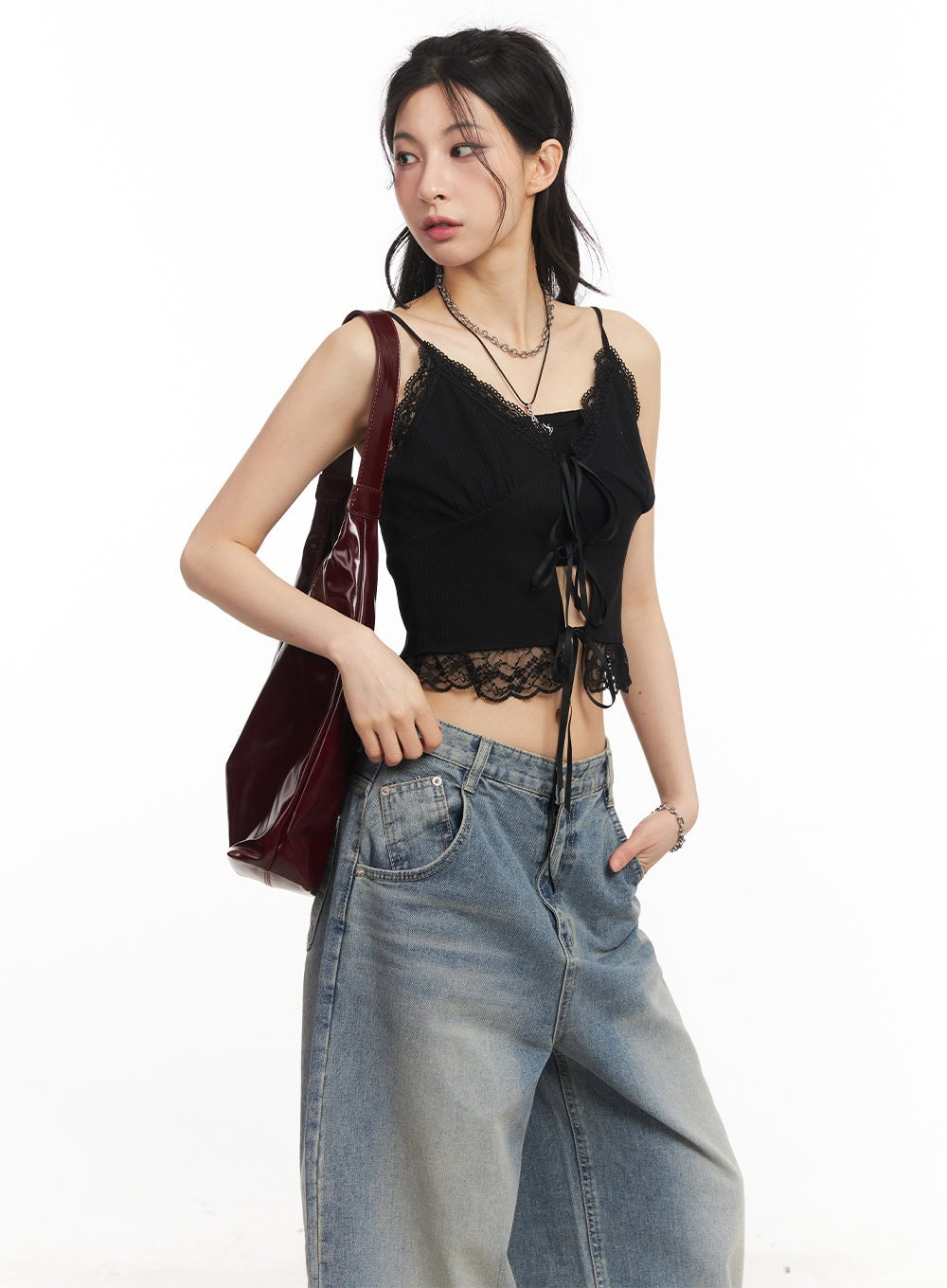 Sweetheart Lace Ribbon Cami Top CA514