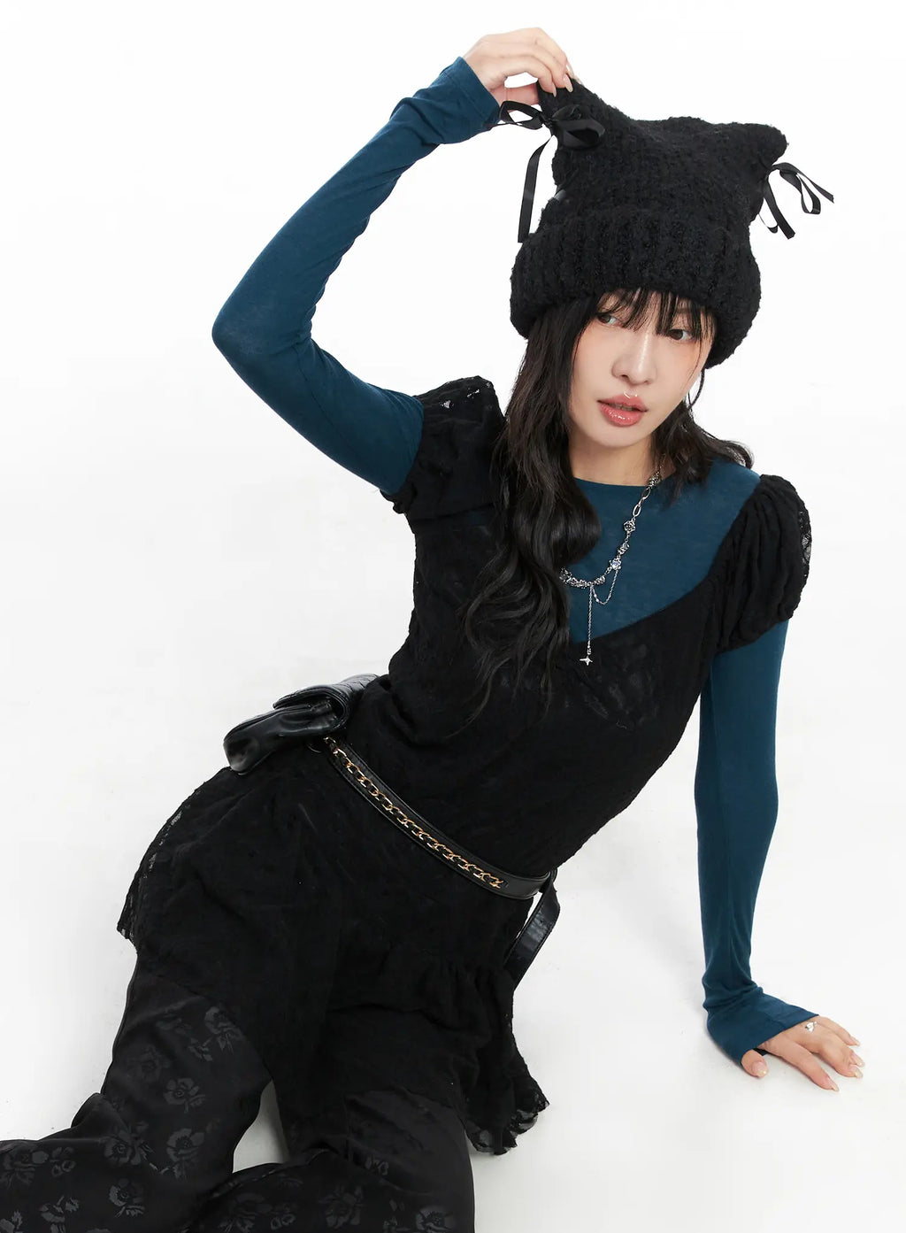 Lace Shirred Mini Dress CO507