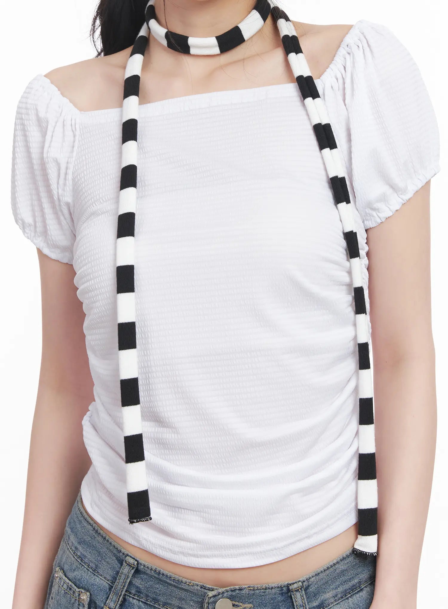 Striped Skinny Scarf CU511