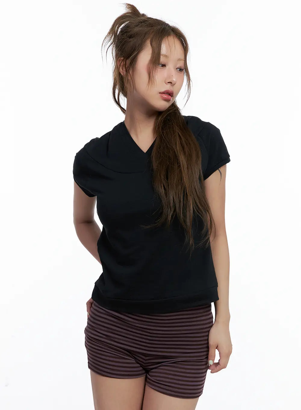 Black Short Sleeve Hoodie CL511