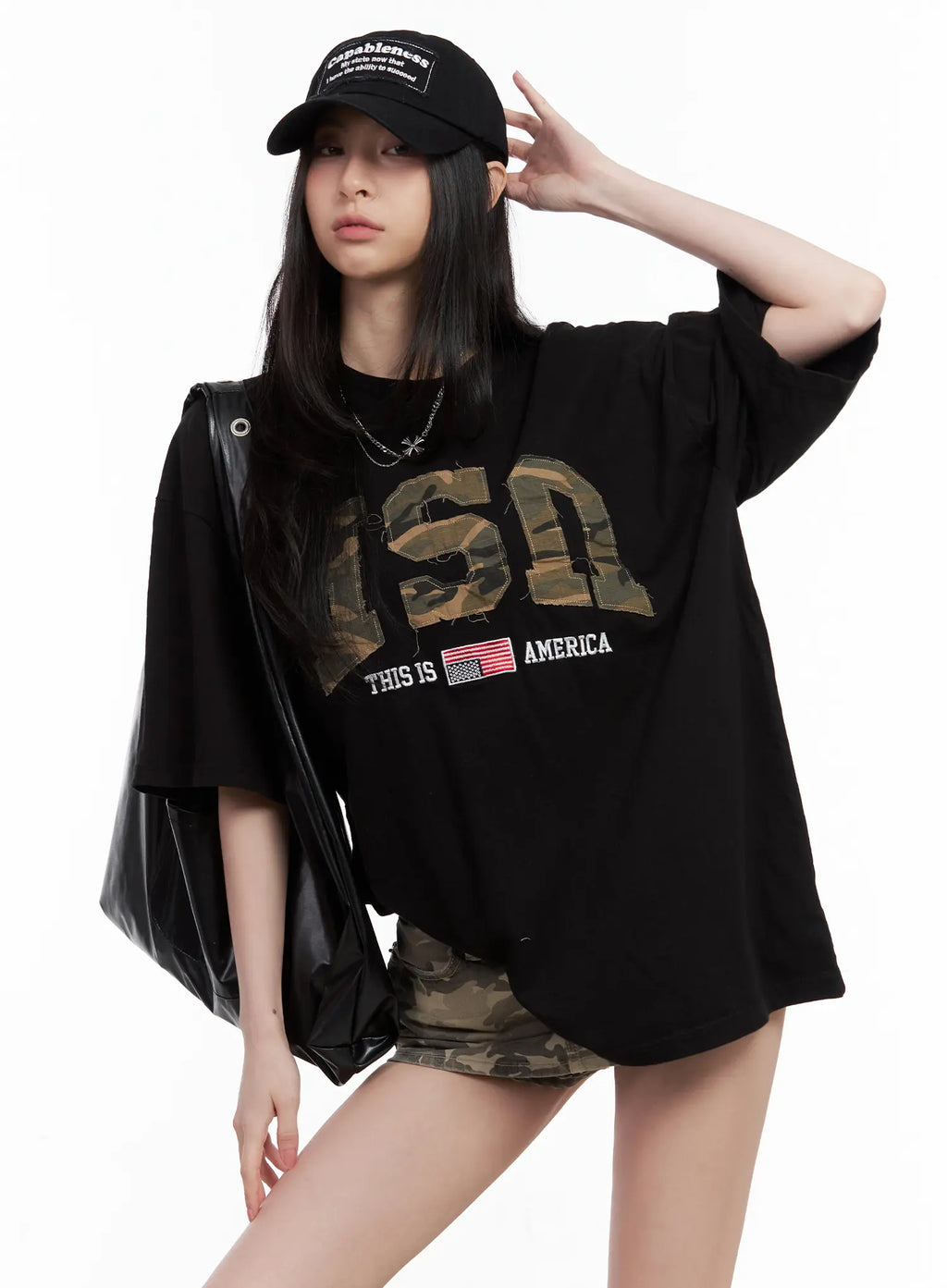 Distressed Camo Oversized Tee CU530