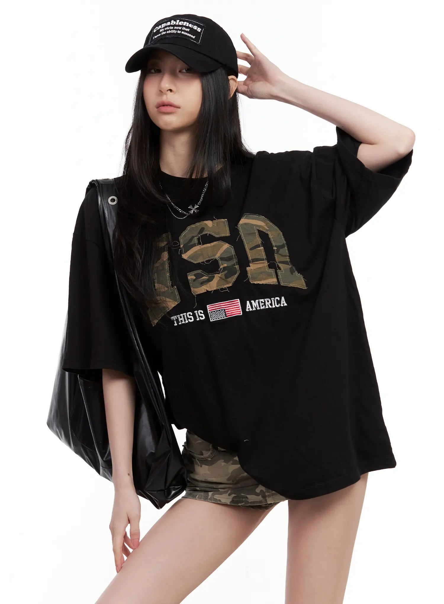 Distressed Camo Oversized Tee CU530
