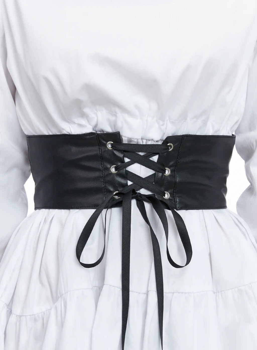 Vegan Leather Lace-Up Corset Belt Top CS503