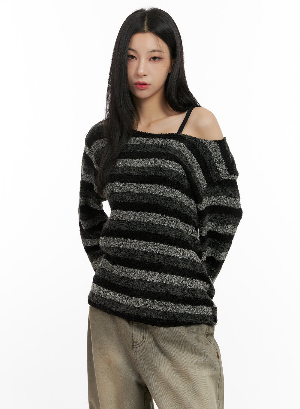 Loose-Fit Striped Knit Sweater CN416