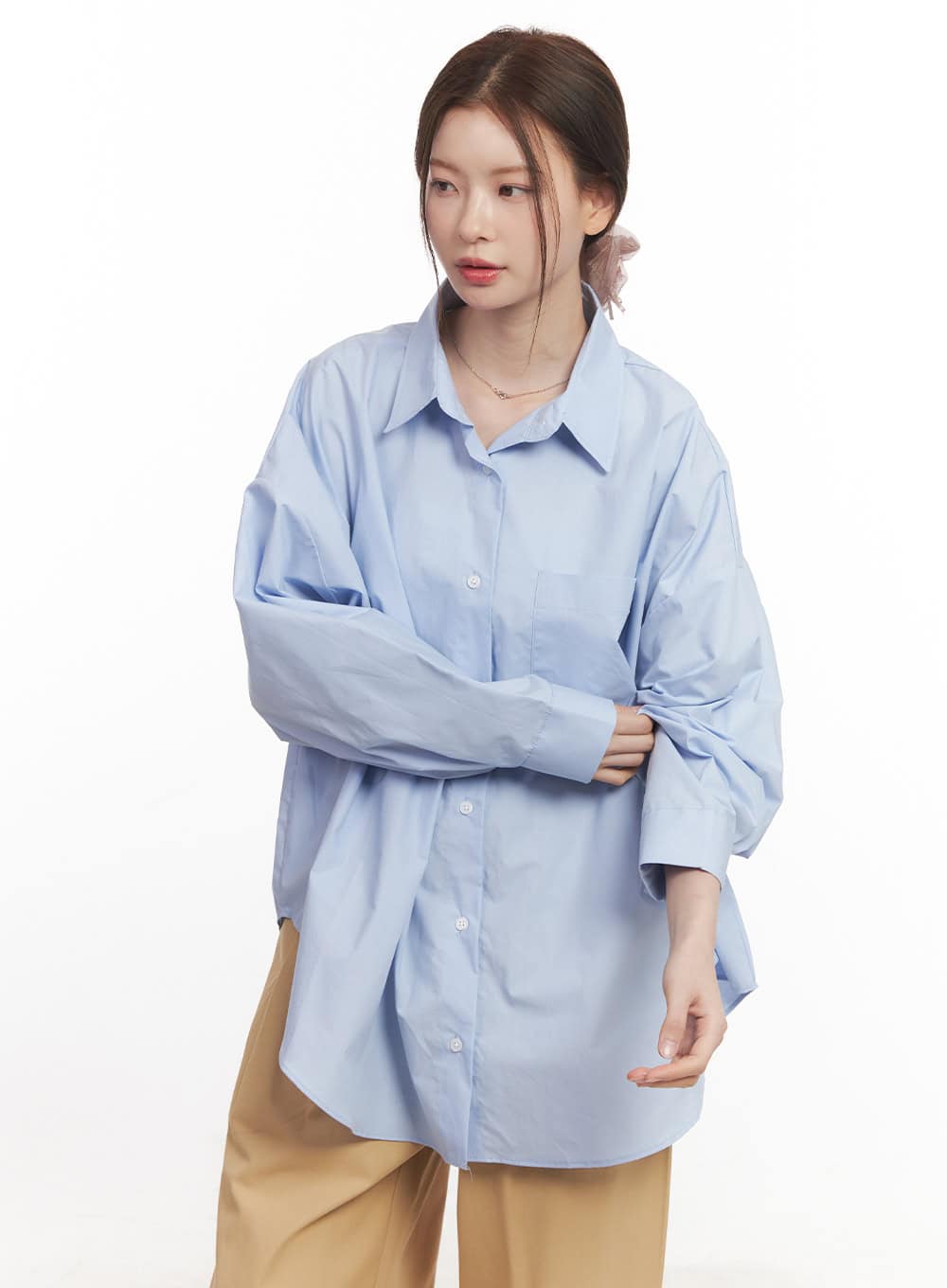 Cotton Oversized Button-Up Shirt CA502