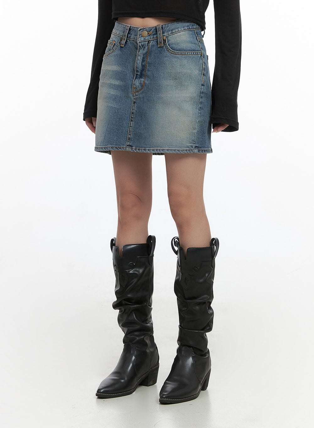 Classic Washed Denim Mini Skirt CS430