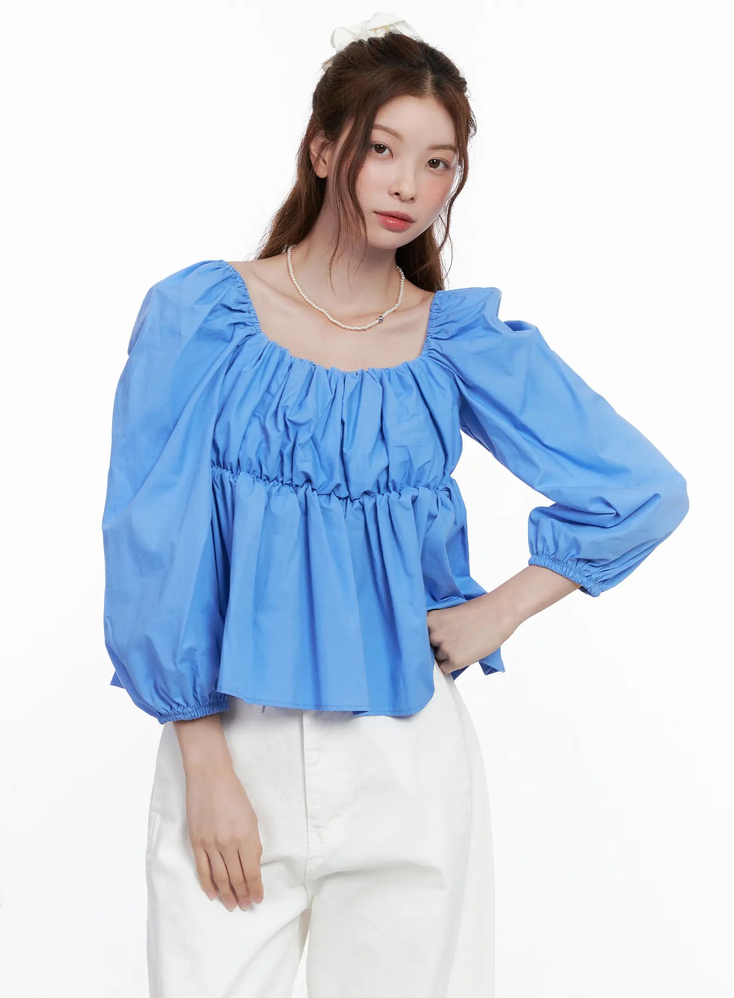 Two Way Shirred Square Neck Blouse CG520