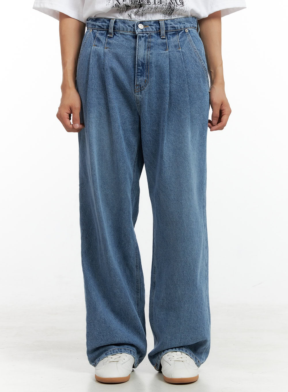 Men's Pintuck Washed Wide Fit Jeans CL429