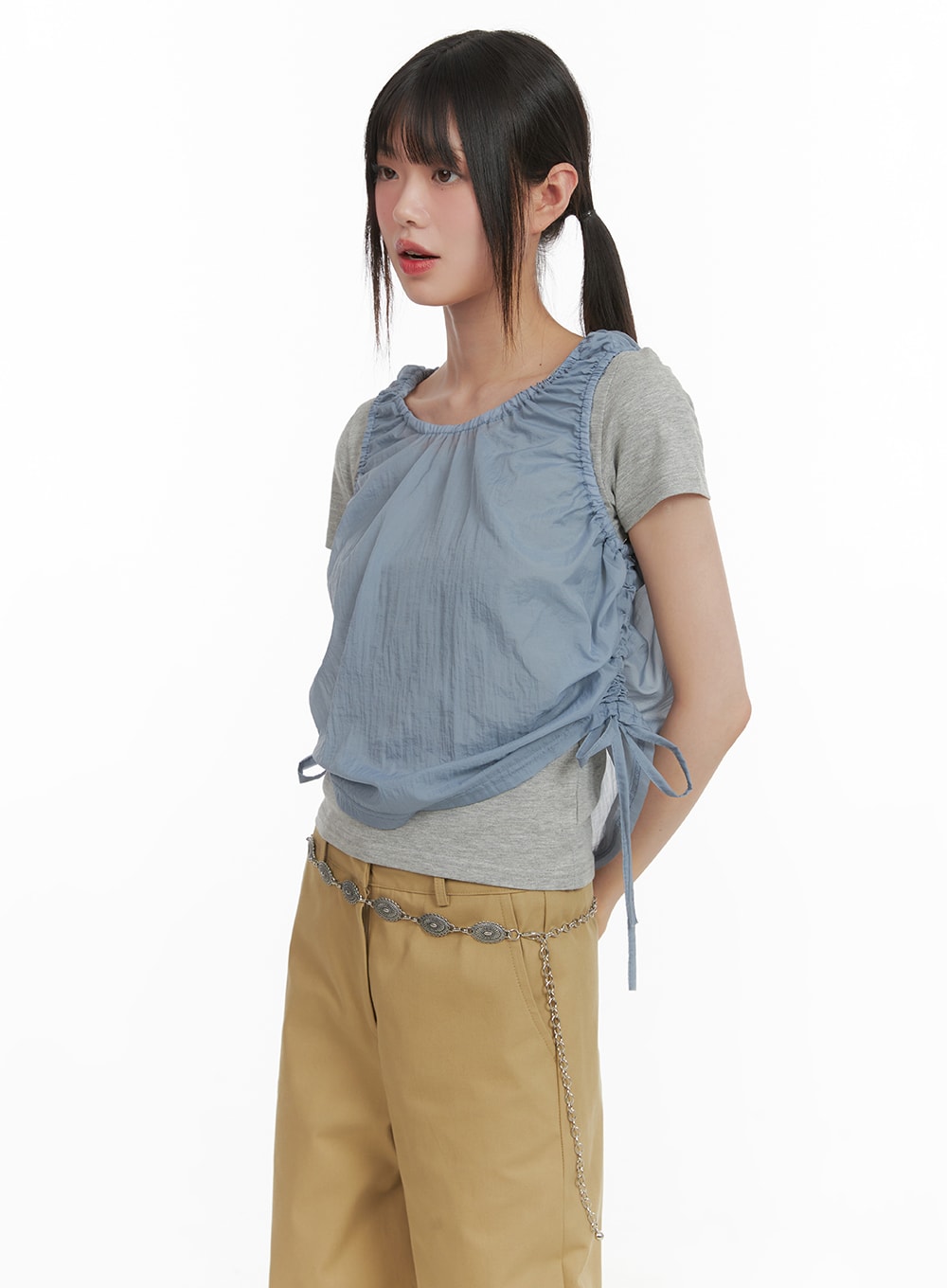 Ruched Side Knot Sleeveless Top CA418