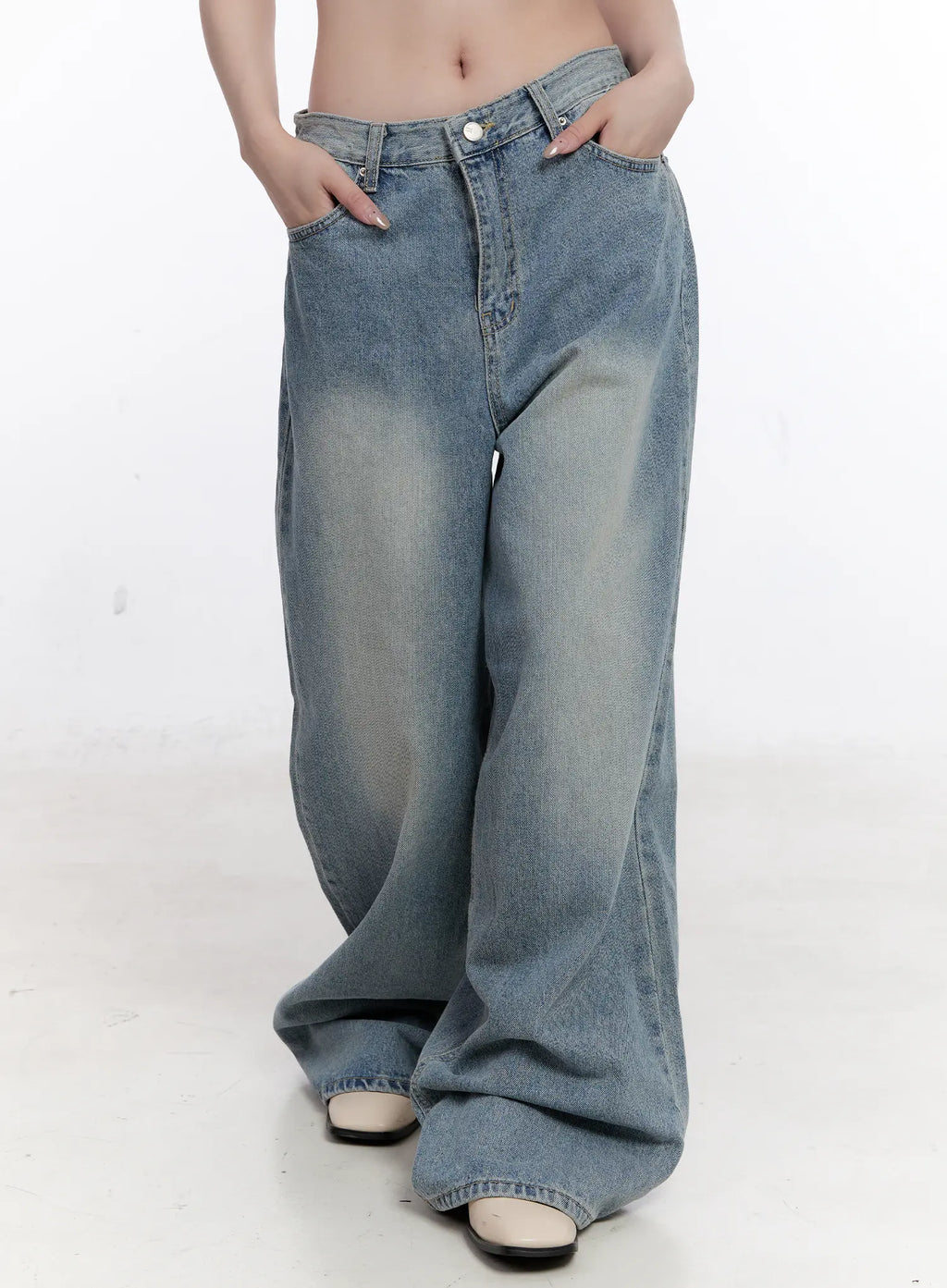 Ines Washed Wide Leg Jeans CS530