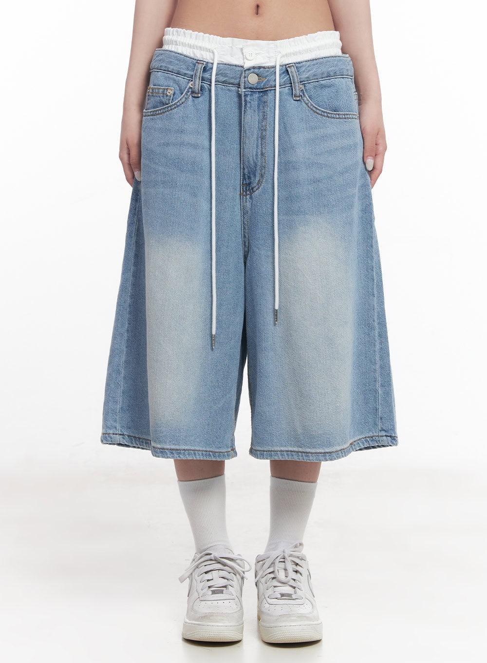 Layered Drawstring Baggy Jorts CY527
