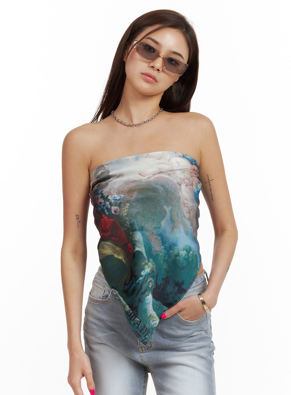 Graphic Satin Tube Top CU417