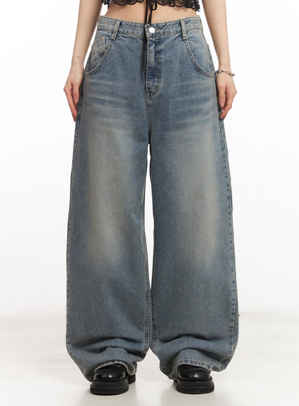 Ginny Washed Wide-Leg Jeans CA514