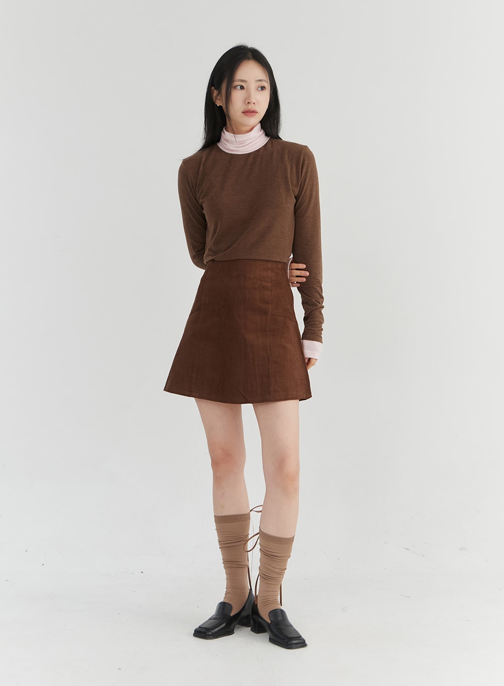Corduroy Banded Mini Skirt OO331