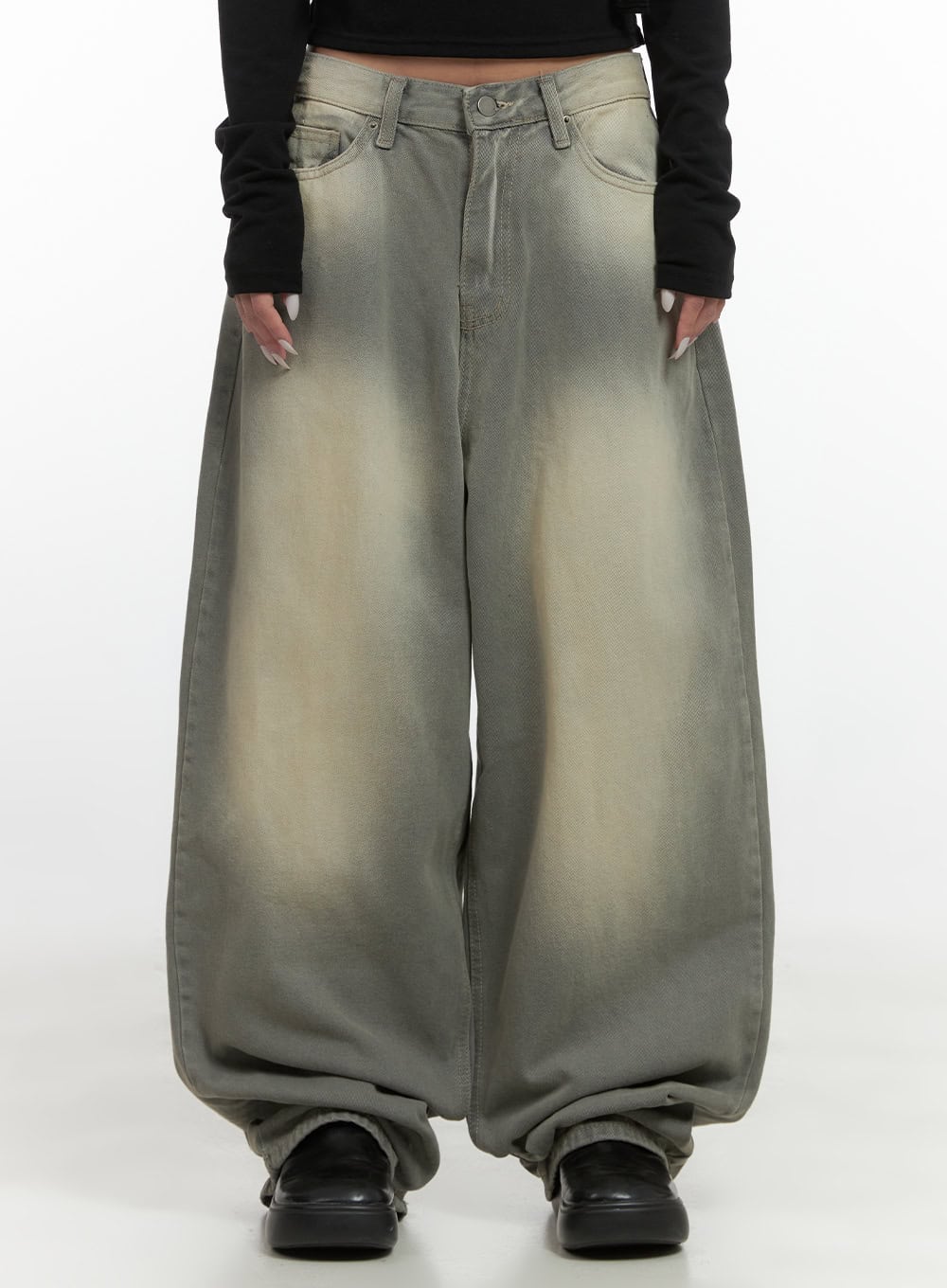 Edie Wide-Leg Denim Pocket Jeans CS425