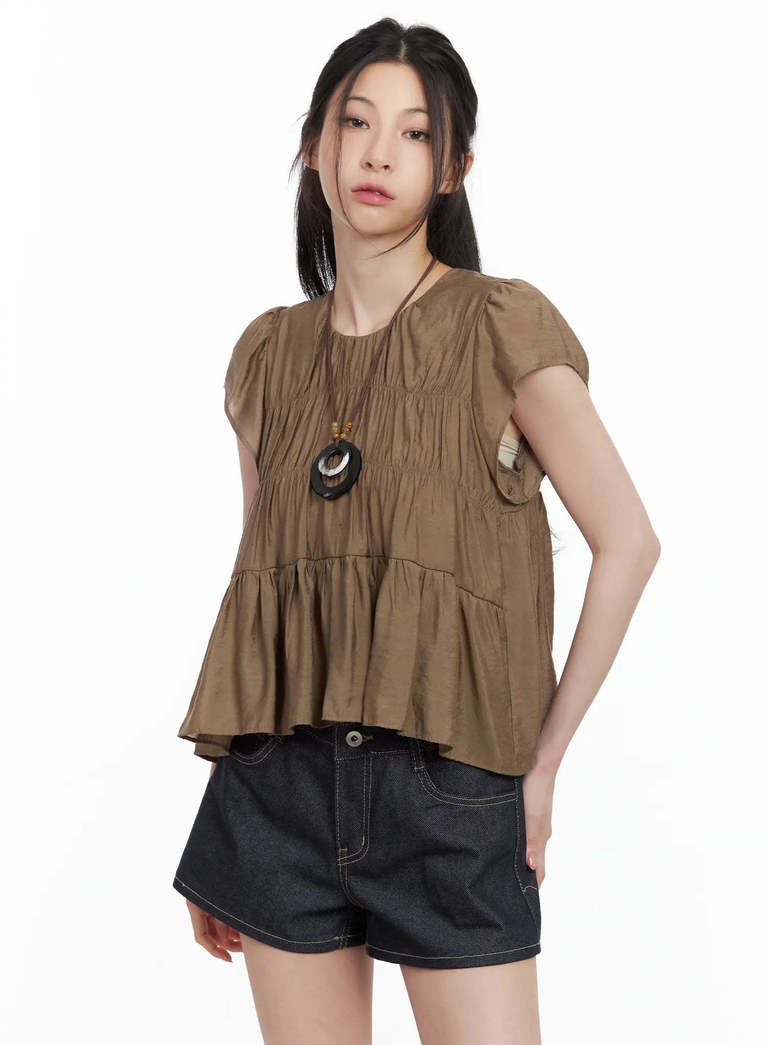 Tiered Puff-Sleeve Blouse CL501