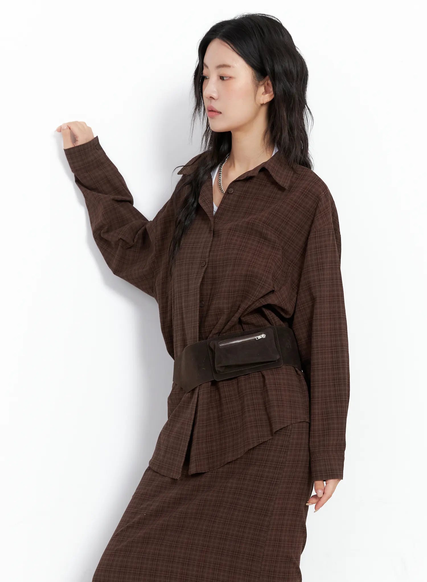 Plaid Oversized Long Sleeve Shirt CO508