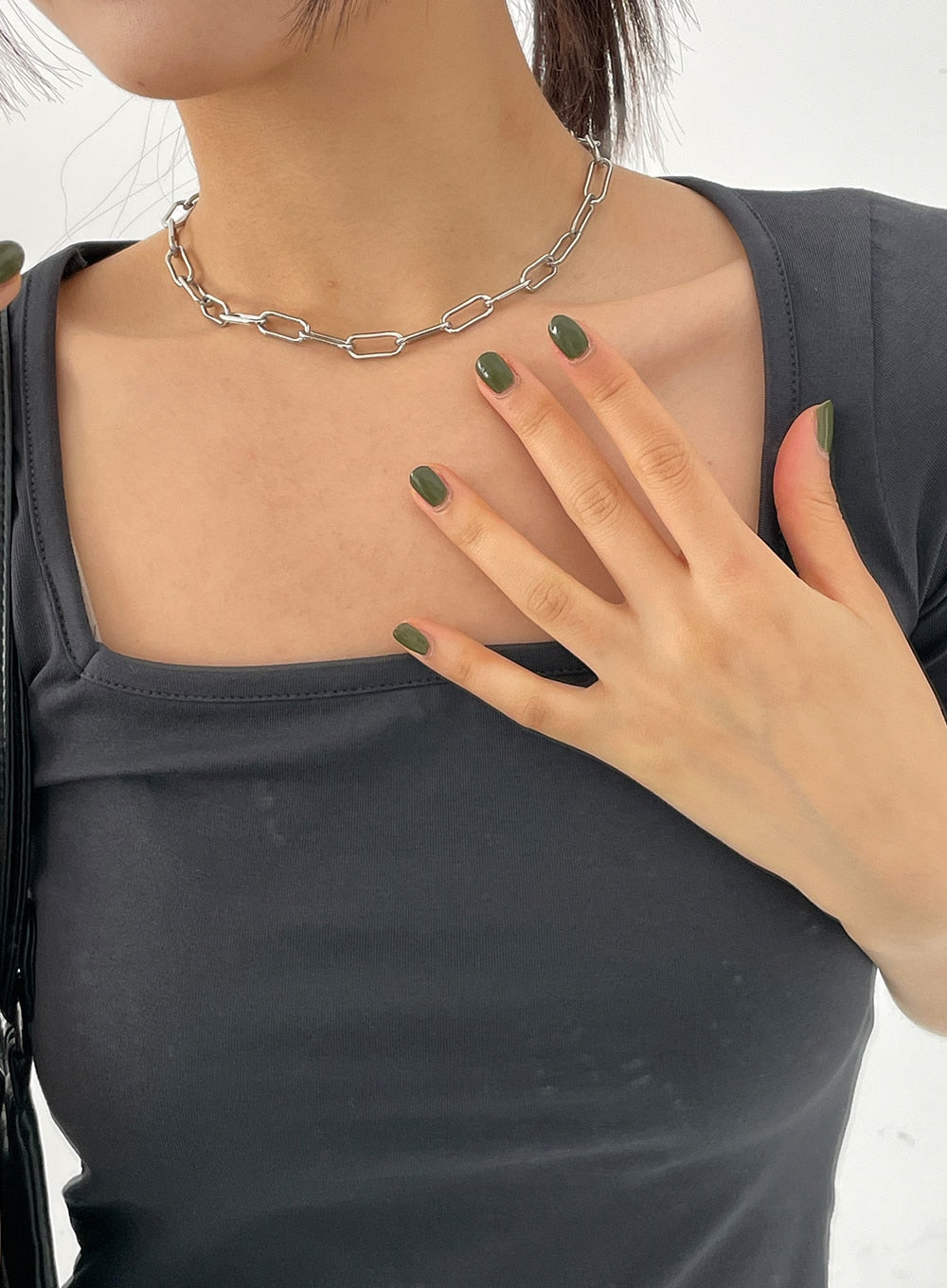 Silver Color Chain Necklace CY323