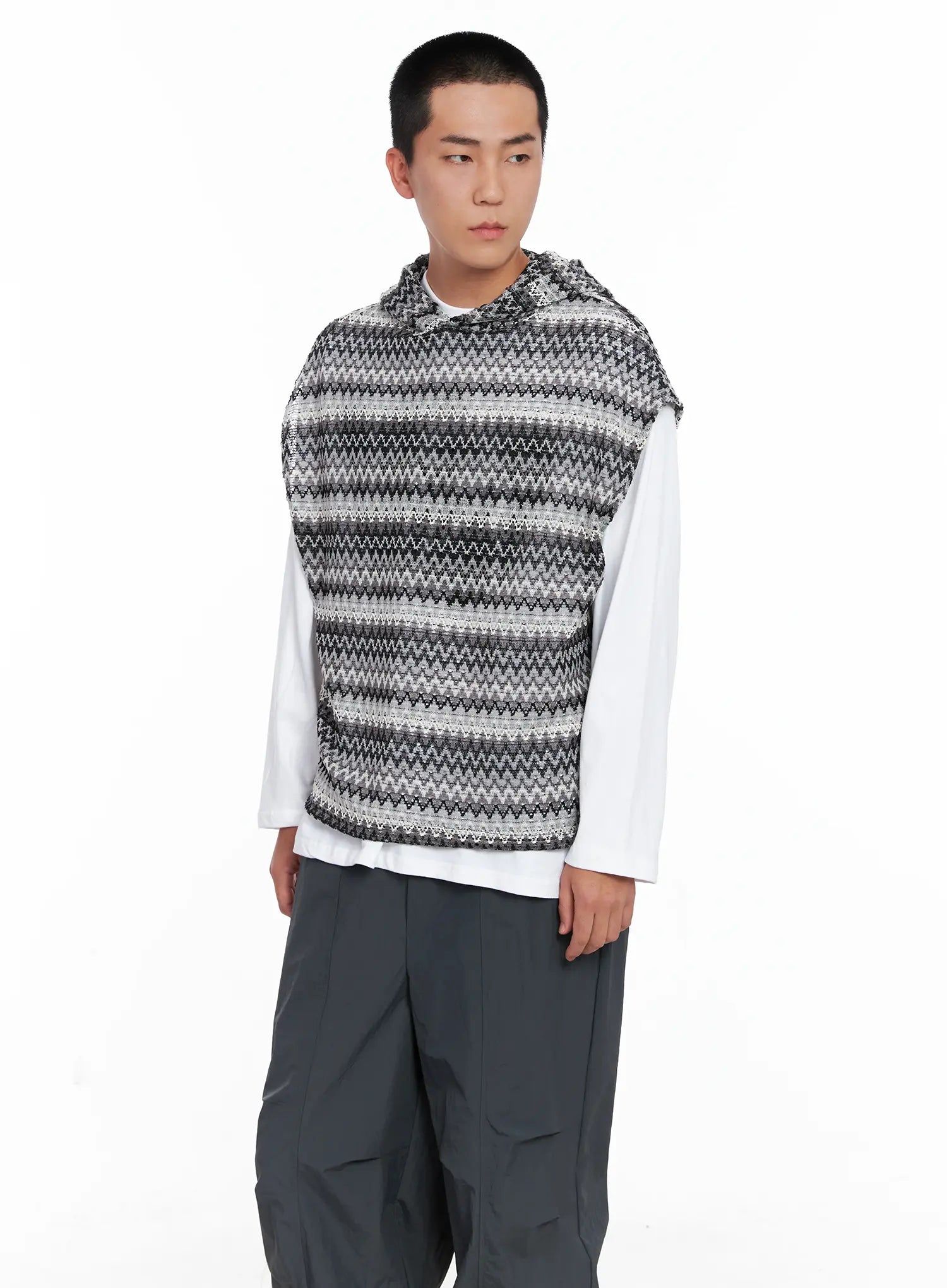 Men's Crochet Hoodie Vest IG529