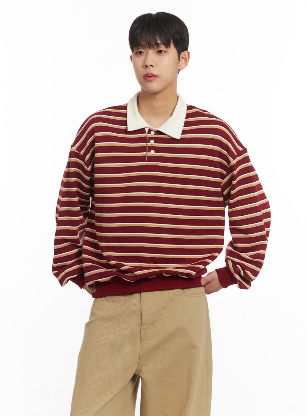 Men's Striped Collared Sweatshirt IM514