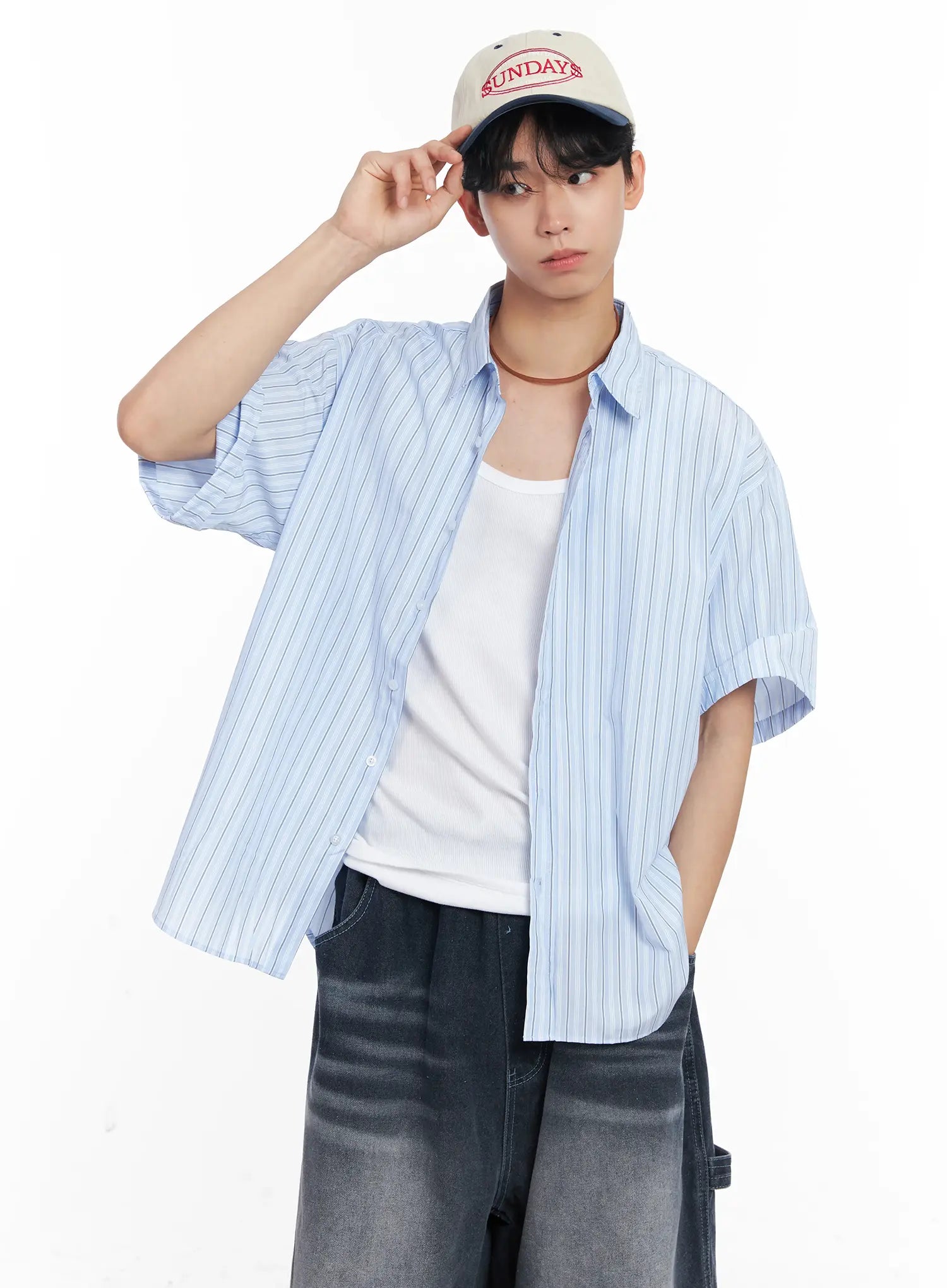 Men's Striped Button-Up Shirt IL504