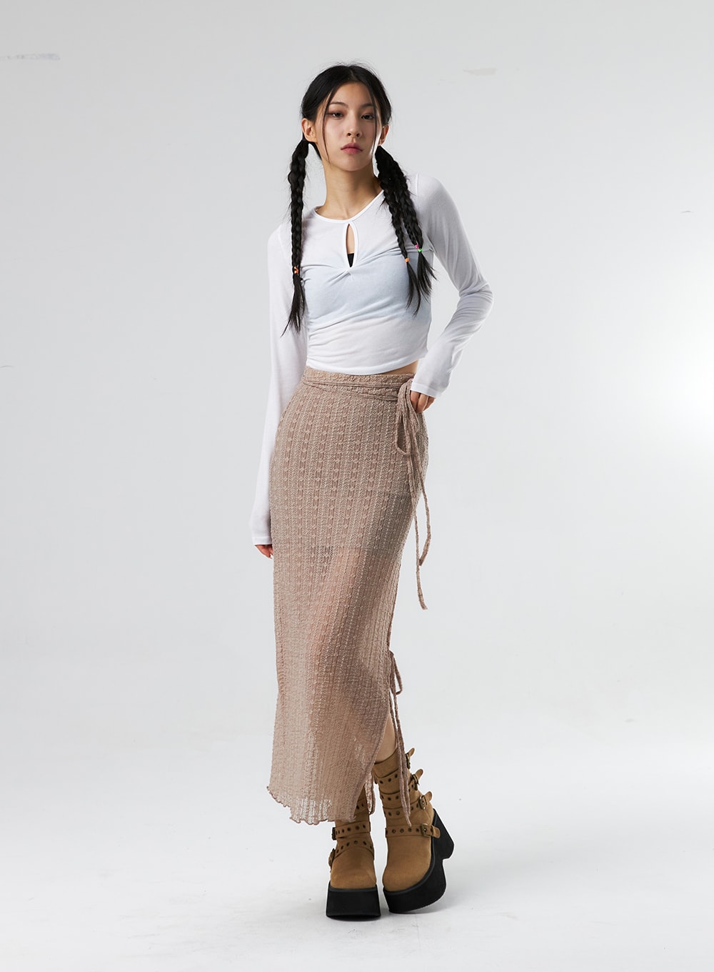 Lace X Strap Maxi Skirt IS327