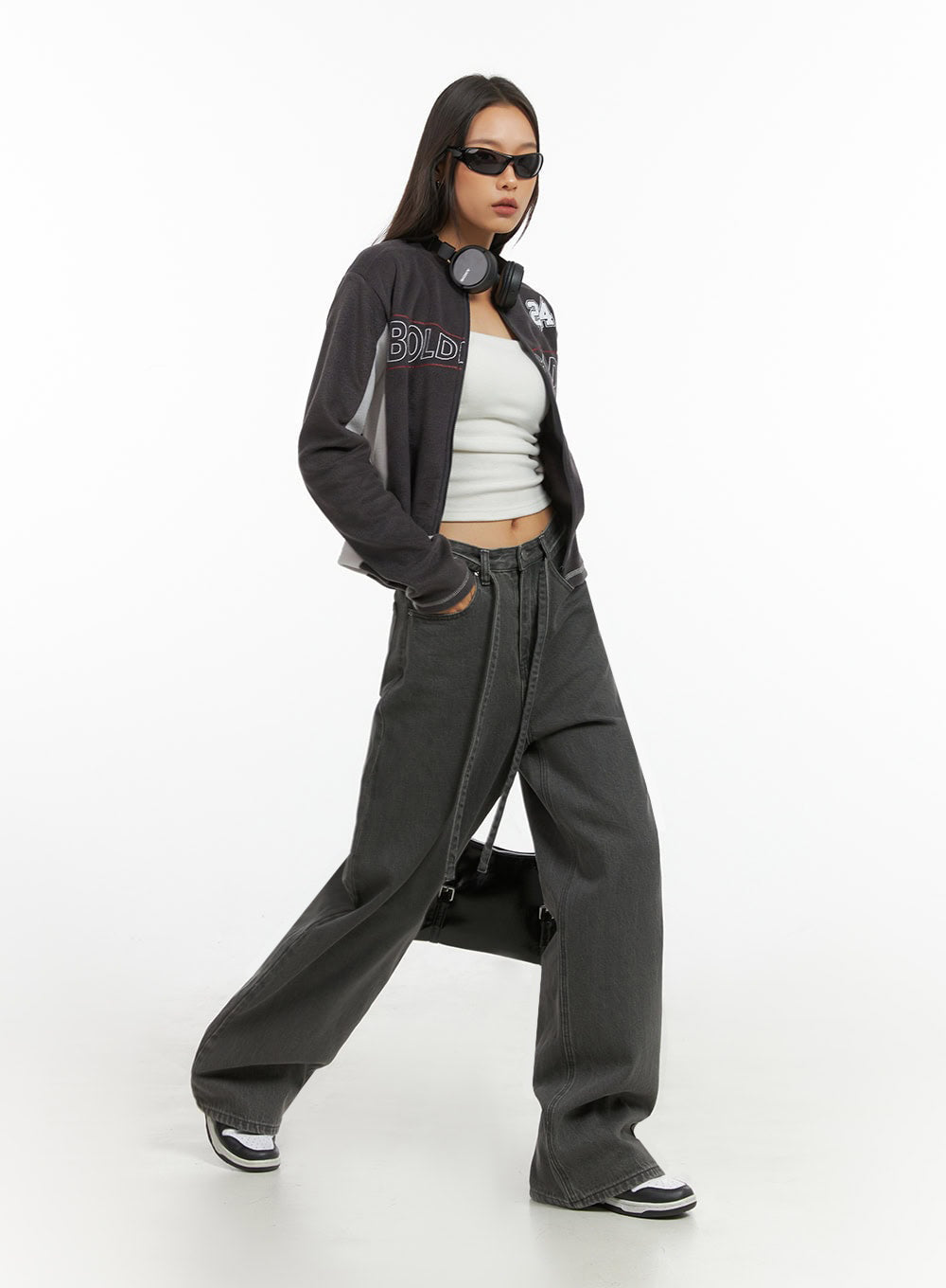 Emery Cotton Strap Baggy Jeans IO409